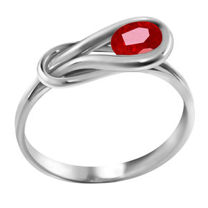 14K. SOLID GOLD RING WITH NATURAL RUBY (White Gold)